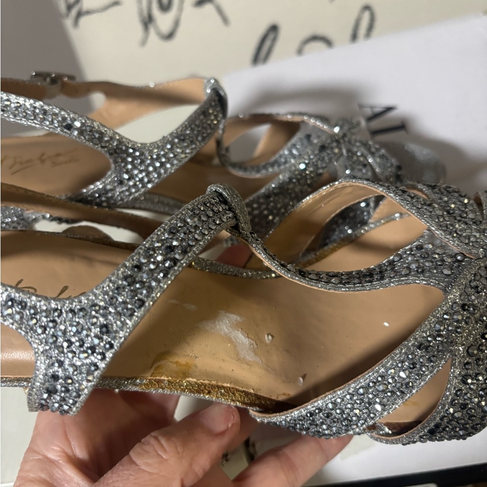 Thalia Sodi Womens VERRDA2 Fabric PEEP Toe Bridal Slingback Silver Size 9.5 - Picture 12 of 12